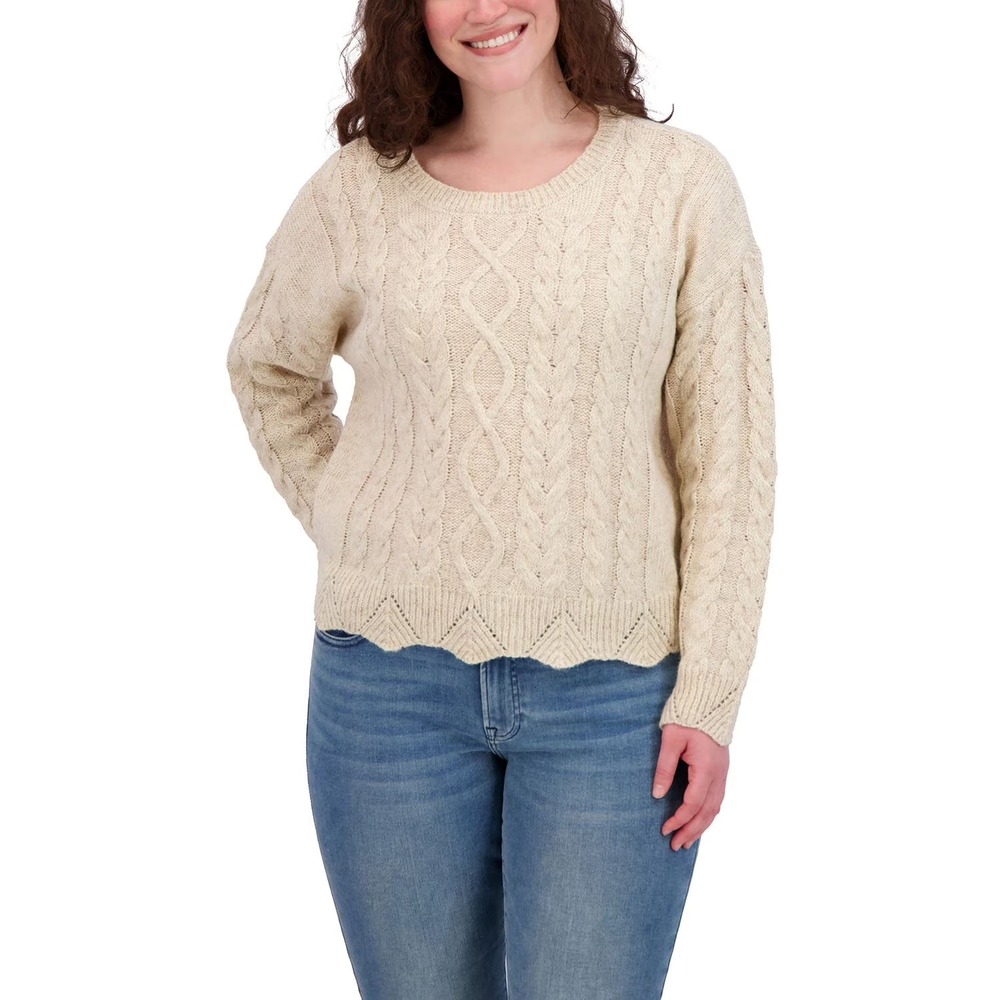 NEW Lucky Brand Womens Cable Knit Sweater Cream Plus Size 2XL